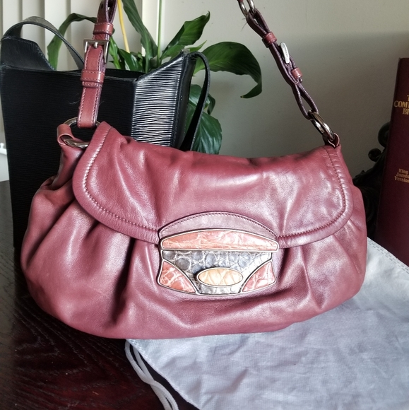 Prada Handbags - Prada  croc leather  baguette  bag